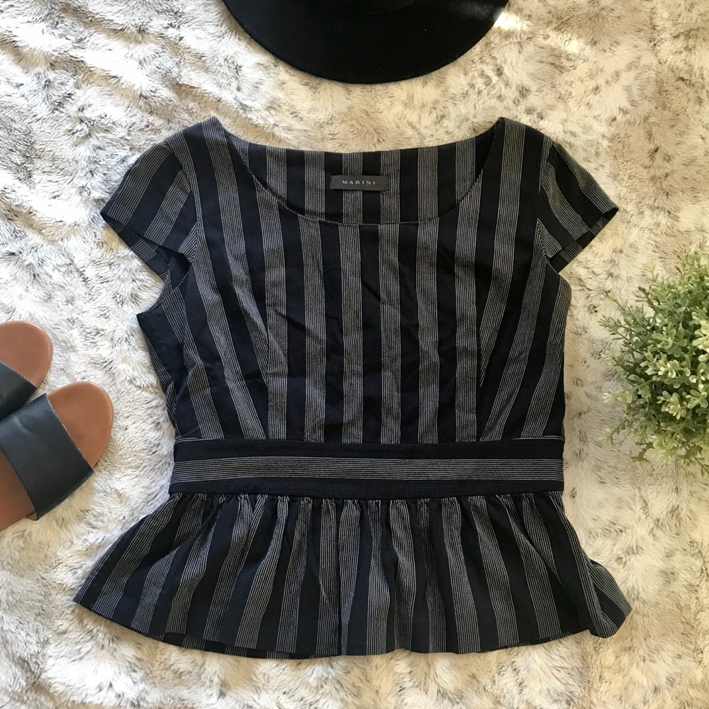 Vintage • Pleated Striped Peplum